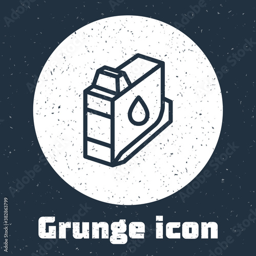 Grunge line Printer ink cartridge icon isolated on grey background. Monochrome vintage drawing. Vector.