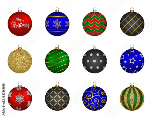 set of decorated christmas balls