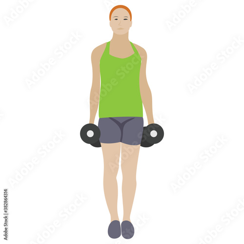 
Dumbbells exercise flat icon design, bicep muscles 
