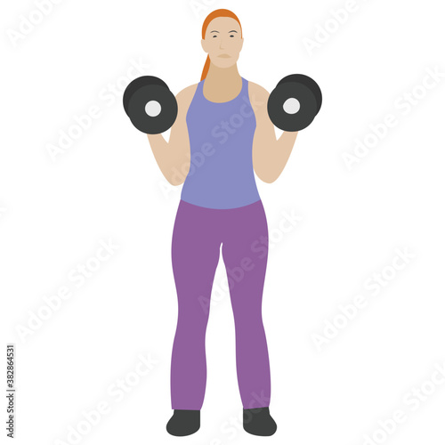 
Dumbbells exercise flat icon design, bicep muscles 

