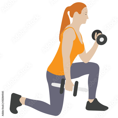 
Dumbbells exercise flat icon design, bicep muscles 
