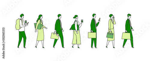 Walking businessman character design in different poses.