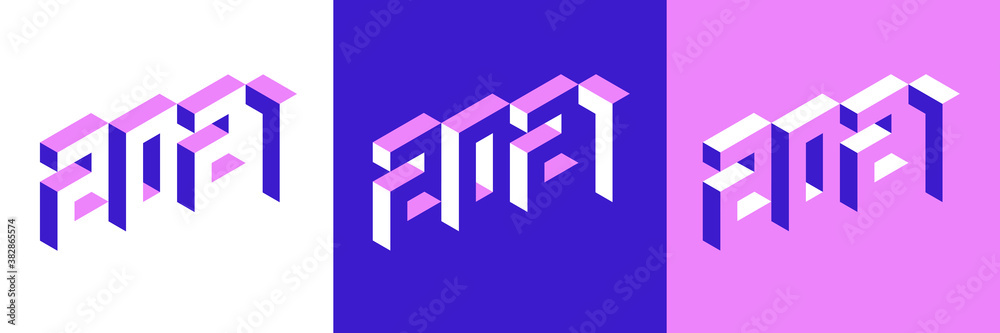 Fototapeta premium Set of typographic logos for 2021