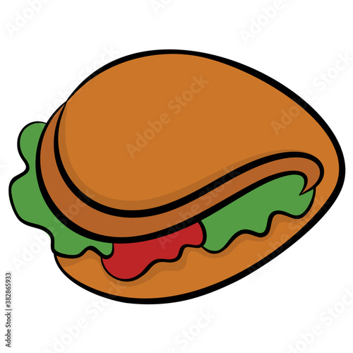 
Hand drawn icon of tortilla rolls with filling 
