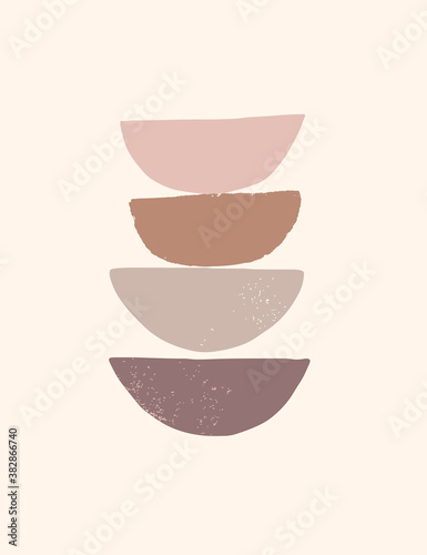 Abstract contemporary aesthetic background with geometric  shapes. Earth tones, neutral colors. Boho wall decor. Modern print, minimalist art. Organic balance shape.