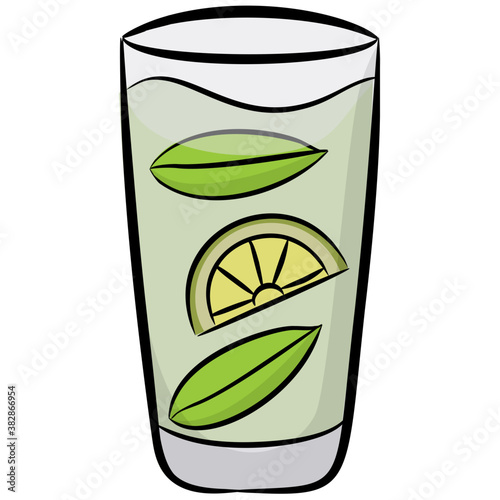
A glass of fizzy drink, tropical juice icon 
