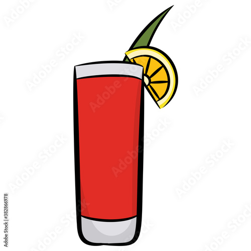 
A glass of fizzy drink, tropical juice icon 
