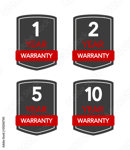 Badges set with year warranty on white background. Vector illustration.