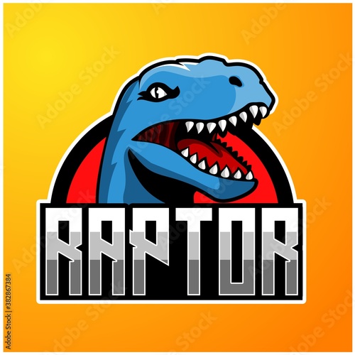 Raptor mascot gaming logo design vector with modern illustration concept style for badge, emblem and t shirt printing. Angy raptor illustration for sport and e-sport team