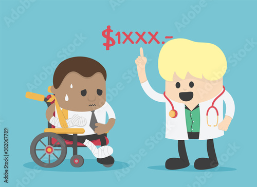 Young African businessman with no money to pay for medical expenses in an emergency