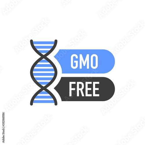 Flat icon with lactose gluten gmo sugar free. Organic signs. Vector illustration.