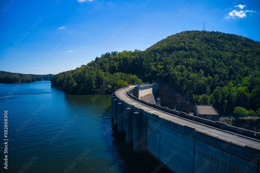 Aerial view of an abandoned Hydro electric Dam River Etowah river in Georgia, USA Aerial view of an abandoned Hydro electric Dam River Etowah river in Georgia, USA