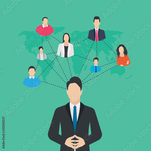 
Social networking flat illustration, social teamwork 
