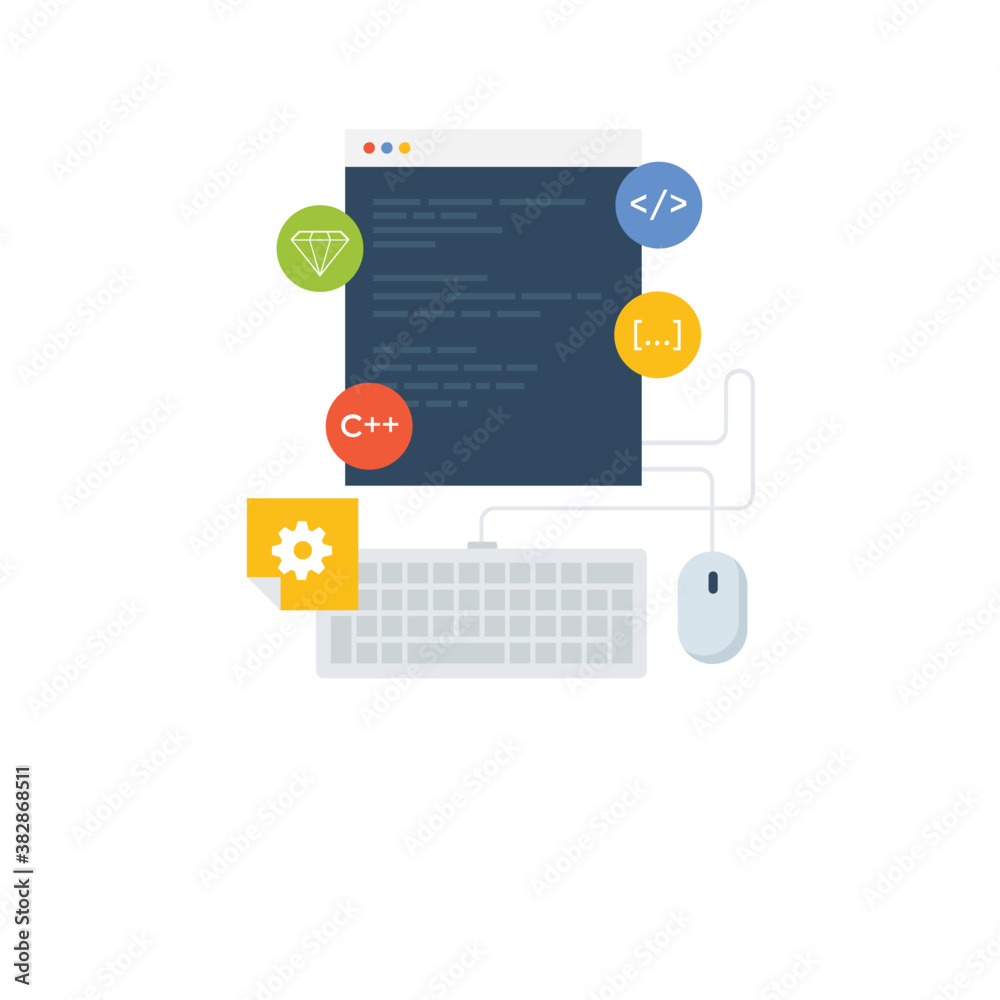 
Web page with coding, software development icon 
