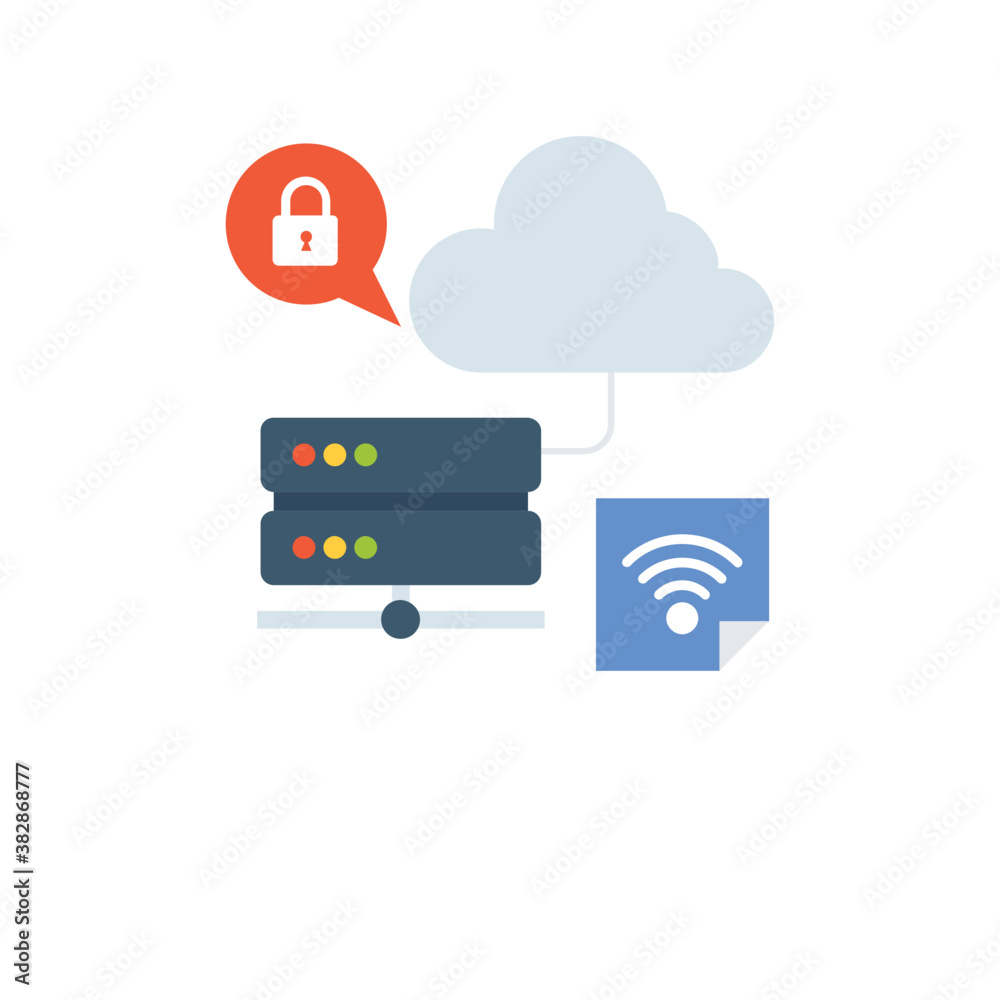 Cloud with database lock, network protection illustration
Cloud with database lock, network protection illustration