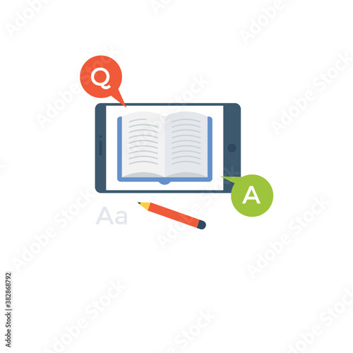 
Online  reading from ebook vector illustration 
