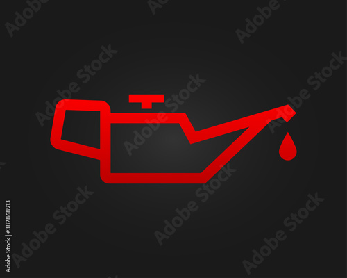 Car oil indicator icon on black background. Vector illustration.