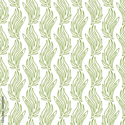 Leaves seamless pattern. Seasonal textile design. Nature pattern with green leaves ornament.