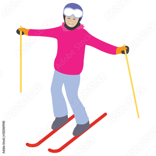 
Downhill skiing icon, winter sports
