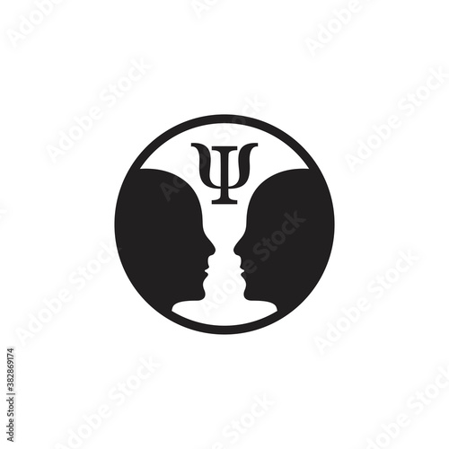 Psychology abstract logo with two male profiles