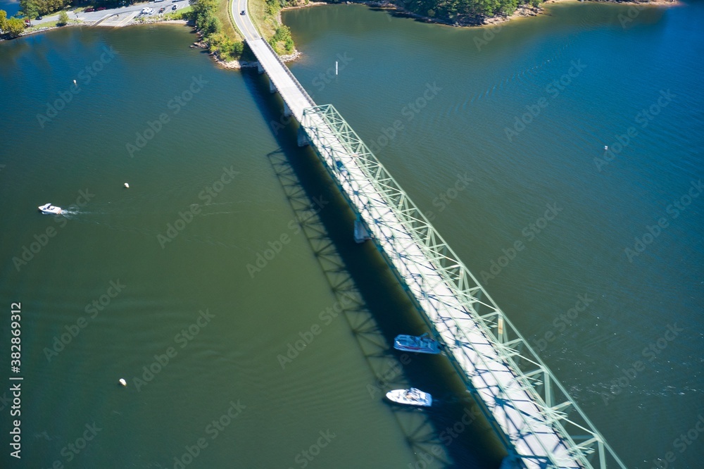 Aerial view of the old Bethany bridge on lake Allatoona on way to Red top mountain in Georgia