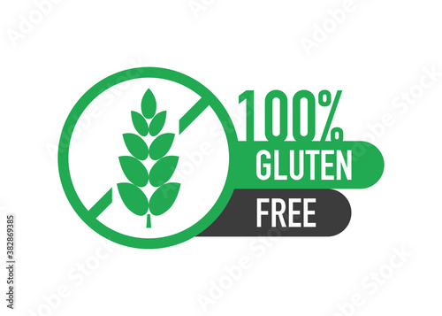 Flat icon with lactose gluten gmo sugar free. Organic signs. Vector illustration.