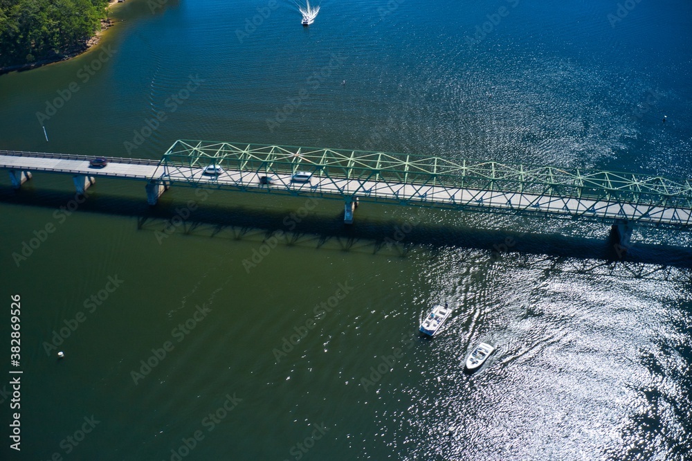 Aerial view of the old Bethany bridge on lake Allatoona on way to Red top mountain in Georgia