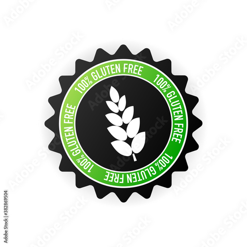 Flat icon with lactose gluten gmo sugar free stamp. Organic signs. Vector illustration.