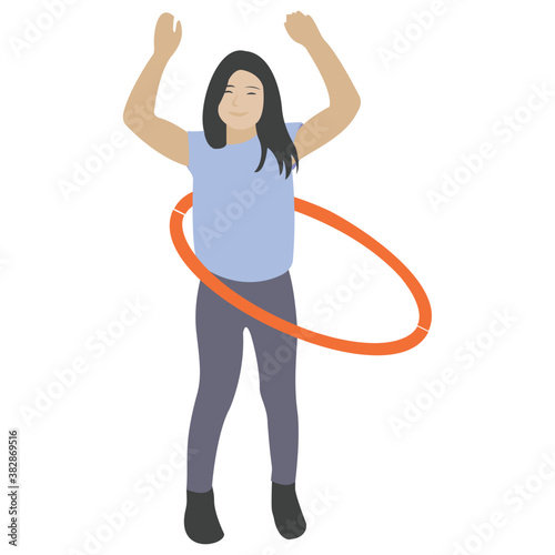 
Aerobic game, hula hoop exercise 
