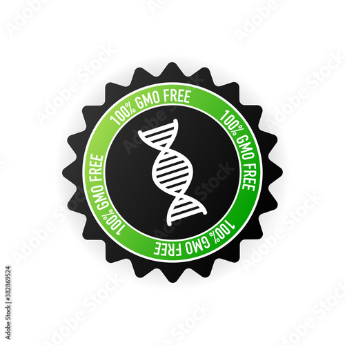 Flat icon with lactose gluten gmo sugar free stamp. Organic signs. Vector illustration.