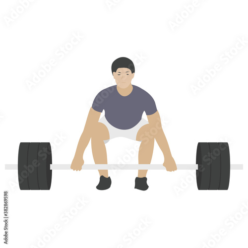 
Bodybuilding with weightlifting, flat icon design 
