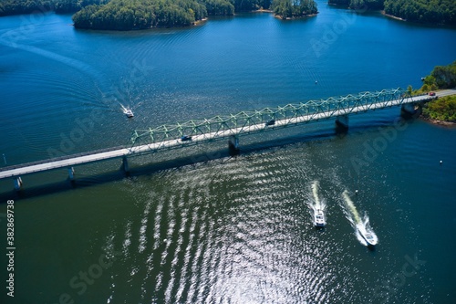 Aerial view of the old Bethany bridge on lake Allatoona on way to Red top mountain in Georgia photo