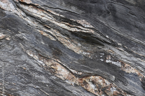 Quatz veins in rock seen close up.