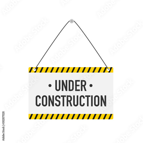 Banner for under construction. Danger sign. Construction concept. Vector illustration.