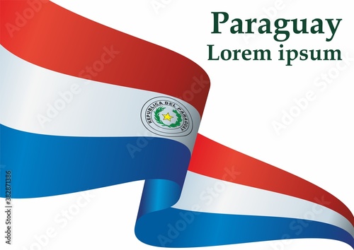 Flag of Paraguay, Republic of Paraguay. Bright, colorful vector illustration.