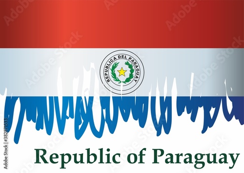 Flag of Paraguay, Republic of Paraguay. Bright, colorful vector illustration.