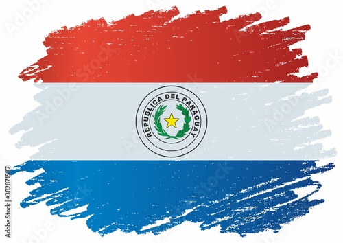 Flag of Paraguay, Republic of Paraguay. Bright, colorful vector illustration.