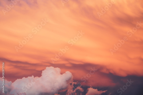 Fototapeta Naklejka Na Ścianę i Meble -  orange sunset sky with clouds