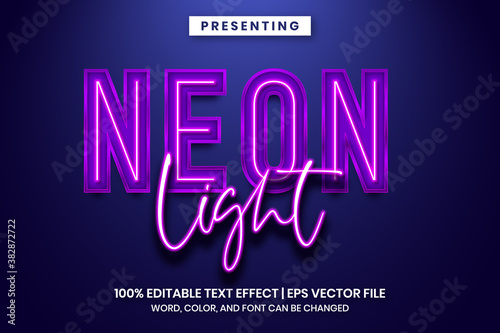 Neon light sign text effect photo