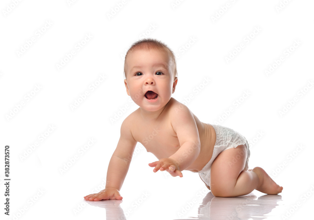 Cute little baby crawling on floor and talking Cute little baby crawling on floor and talking