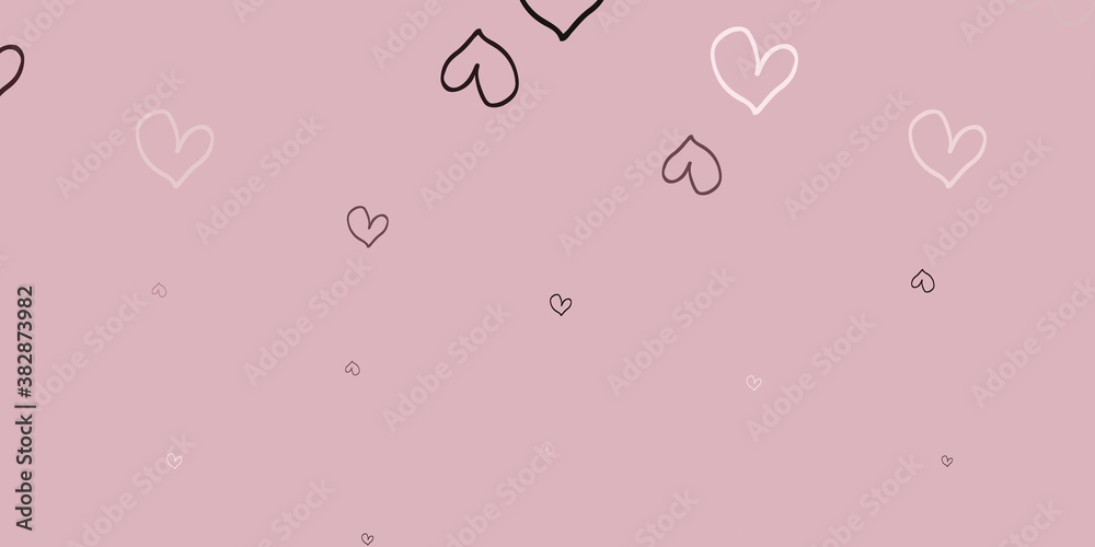 Light Gray vector background with Shining hearts.