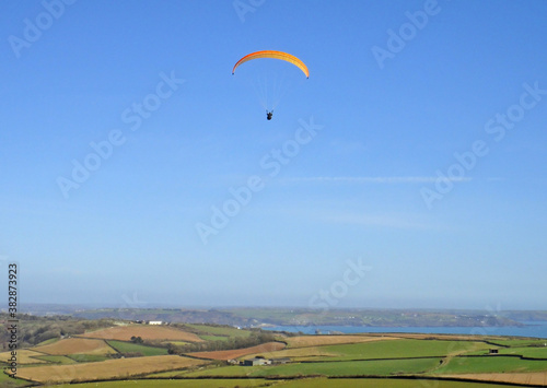 Paragliding above the Rame Peninsular, Cornwall	