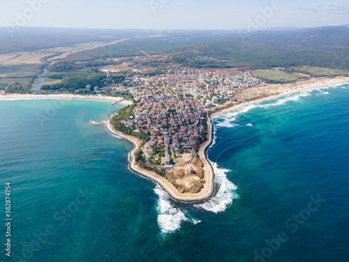 Aerial view of town of Primorsko, Bulgaria