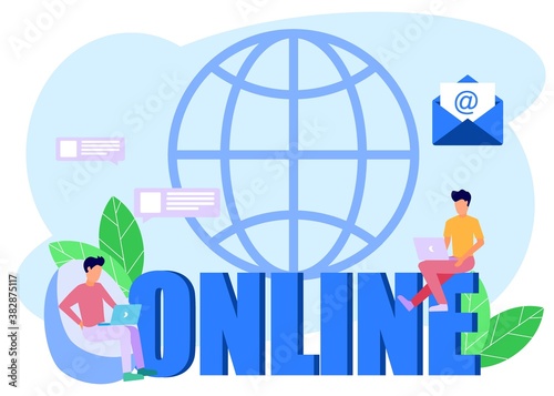Illustration vector graphic cartoon character of online