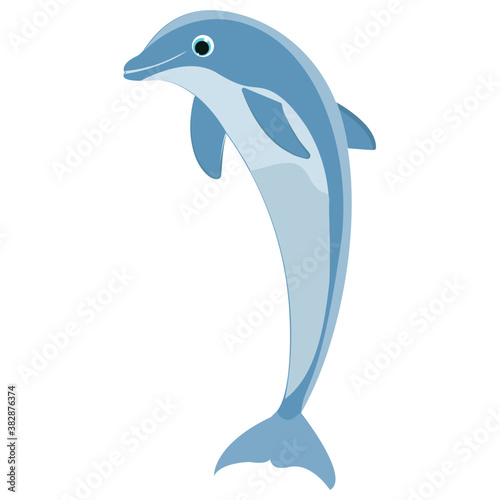 
A jumping dolphin in a sea water 
