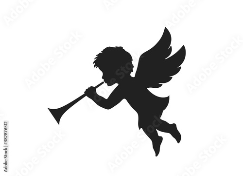 angel herald with trumpet. christmas symbol. isolated vector image
