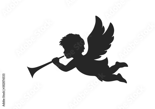 angel icon. christmas day symbol. herald angel blowing trumpet