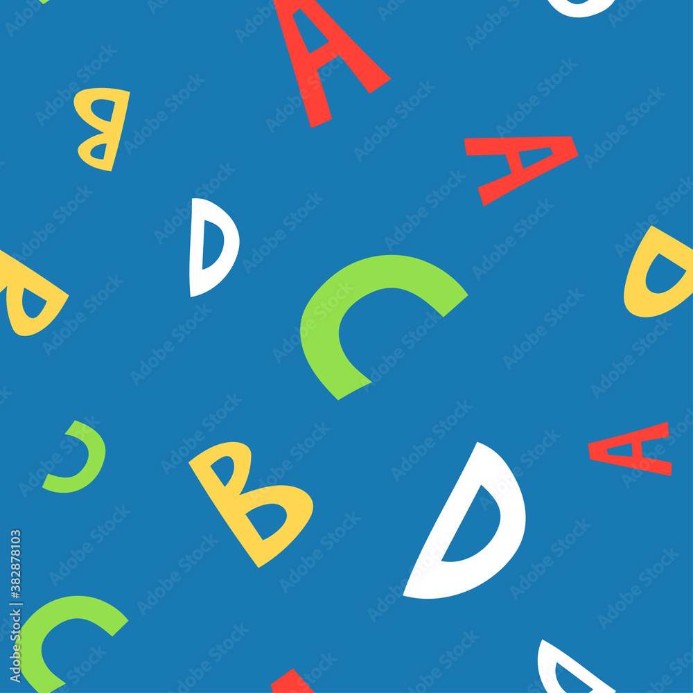 Seamless childish background with letters abc. Vector simple colorful texture Seamless childish background with letters abc. Vector simple colorful texture