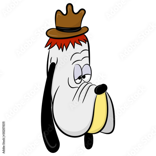 A droopy dog cartoon in flat style
 photo