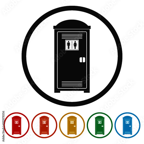 Public toilet ring icon, color set